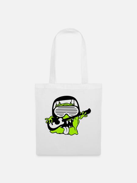 Cooles Party Monster Alien Spielt Gitarre Musik - Stoffbeutel - Weiß