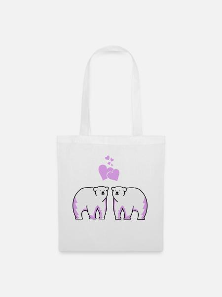 Eisbären verliebt - Stoffbeutel - Weiß