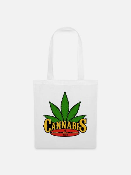 Cannabis Blatt Retro Abzeichen Design - Stoffbeutel - Weiß