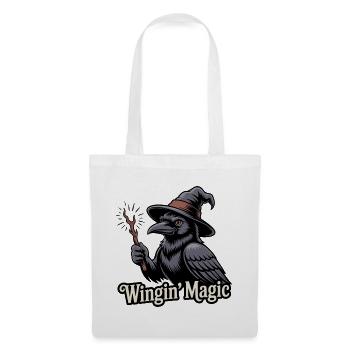 Corbeau magique ailé - Sac en tissu - blanc - Devant
