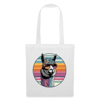 Llama with retro style sunglasses - Tote Bag - white - Front