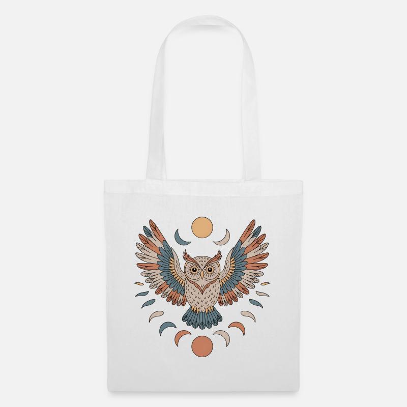 Boho Eule - Stoffbeutel - Weiß