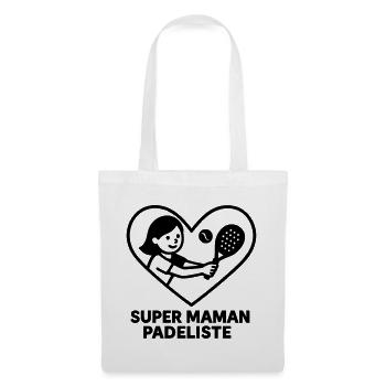 Super maman padeliste – Cœur padel - Sac en tissu - blanc - Devant