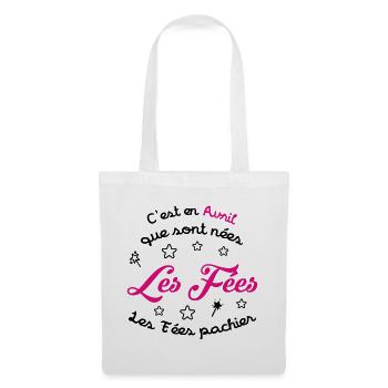 Anniversaire avril  - Les Fées pas chier ! - Sac en tissu - blanc - Devant