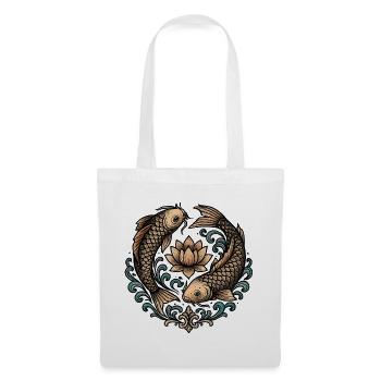 Tatouage d’harmonie du cercle de koi et lotus - Sac en tissu - blanc - Devant
