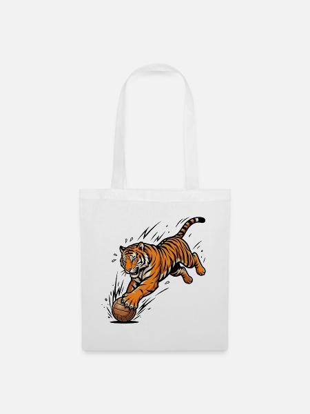 Tiger Basketball Spieler Maskottchen Power - Stoffbeutel - Weiß