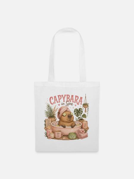Capybara Spa Auszeit - Stoffbeutel - Weiß