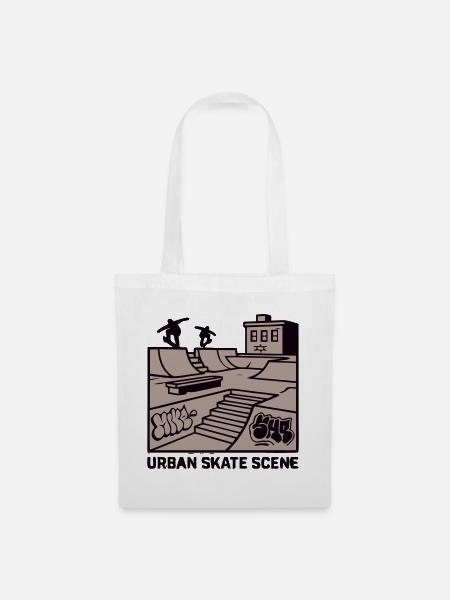 Skatepark Urban Scene Logo - Stoffbeutel - Weiß
