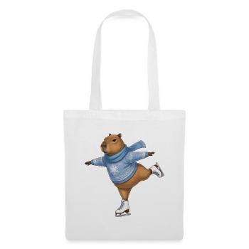 Capybara beim Eislaufen - Stoffbeutel - Weiß - Vorne