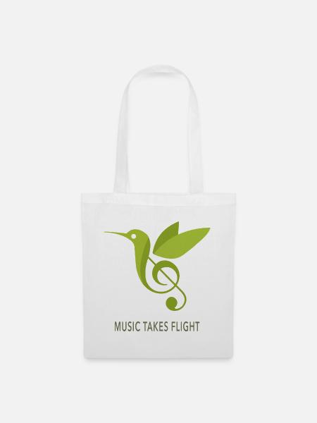 Music Takes Flight – Kolibri Musik Design - Stoffbeutel - Weiß