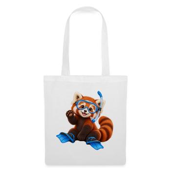 Tauchender Red Panda - Stoffbeutel - Weiß - Vorne