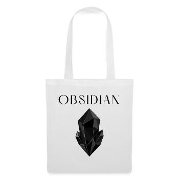 Minimalistischer schwarzer Obsidiankristall - Stoffbeutel - Weiß - Vorne