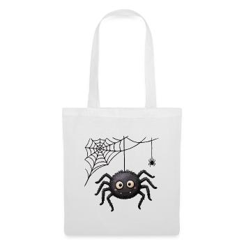 Spinne im Netz Halloween-Anhänger - Stoffbeutel - Weiß - Vorne