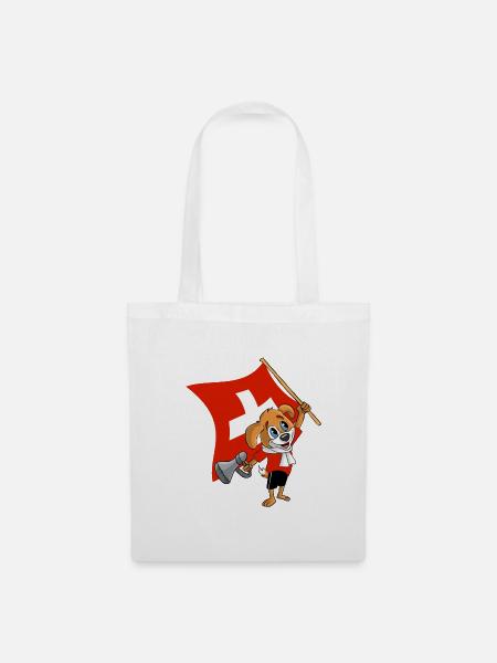 Schweiz Fan Hund - Stoffbeutel - Weiß