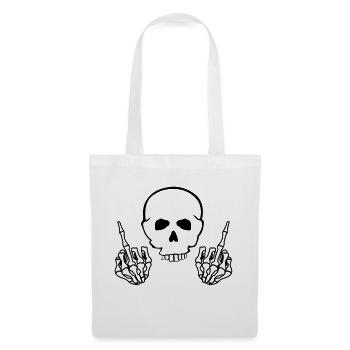 totenkopf_mittelfinger - Stoffbeutel - Weiß - Vorne