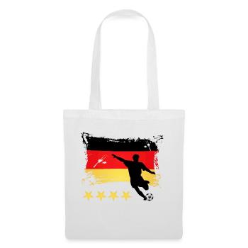 Fußball Deutschland - 4 Sterne - Stoffbeutel - Weiß - Vorne