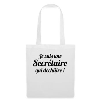 secrétaire / secrétariat / assistante / patron - Sac en tissu - blanc - Devant