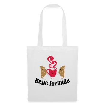 croissant_and_coffee_friends_001 - Stoffbeutel - Weiß - Vorne