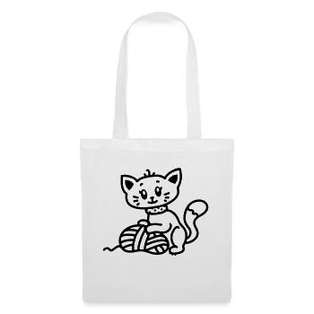 Sweet cat plays with wool - line - Tote Bag - white - Front