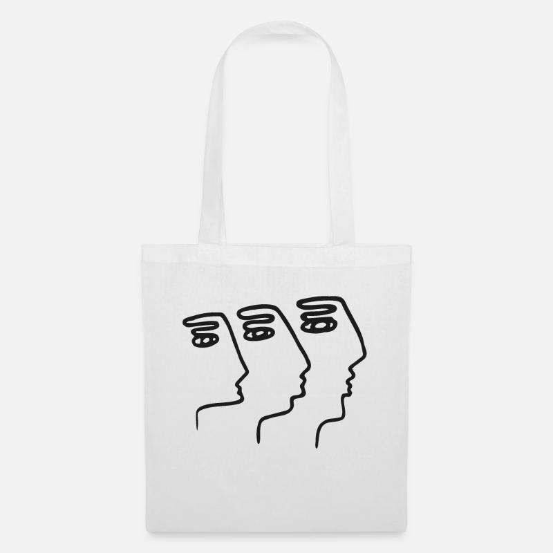 3 Abstract Faces Illusion Stroke Art - Tote Bag - white