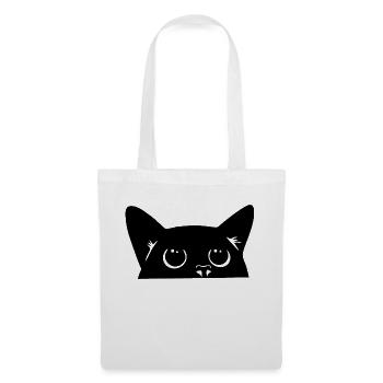 black cat, cute cat - Sac en tissu - blanc - Devant