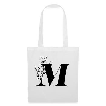 Buchstabe Floral M - Stoffbeutel - Weiß - Vorne