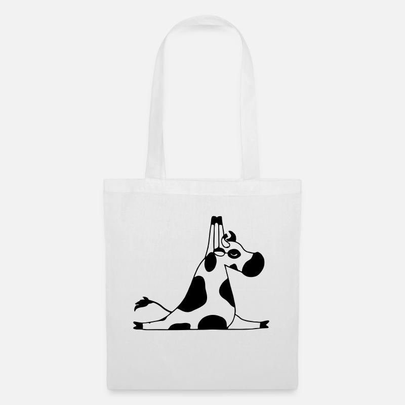 Kuh macht Yoga Yogaliebhaber Geschenkidee - Stoffbeutel - Weiß