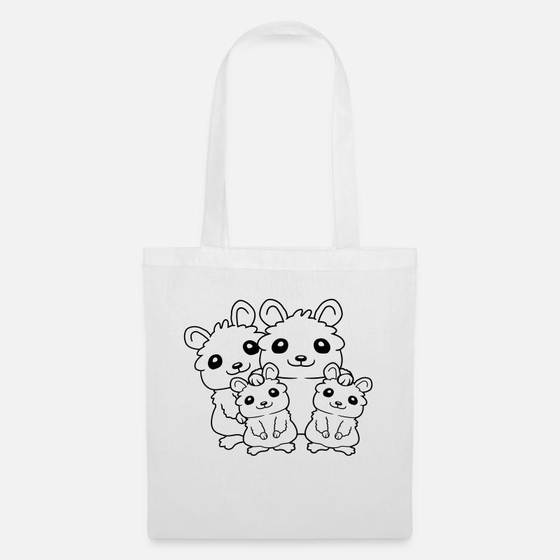 Papa Mama Kinder Hamster - Stoffbeutel - Weiß