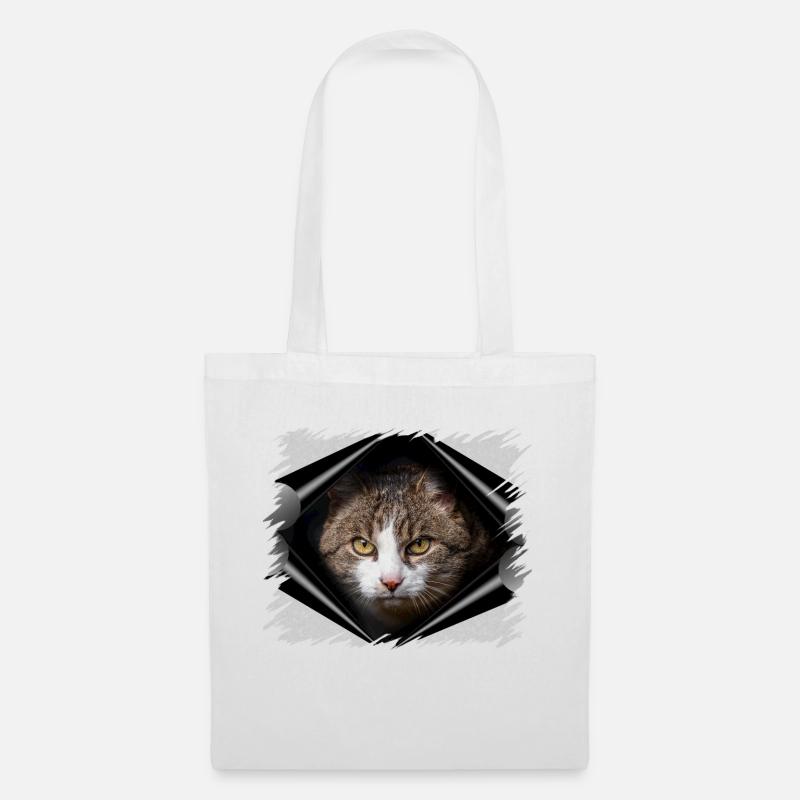 Katze - Stoffbeutel - Weiß