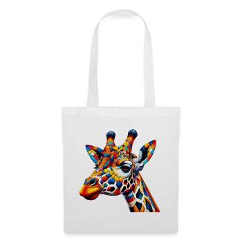 Girafe colorée et peinte comme Arlequin - Sac en tissu - blanc - Devant