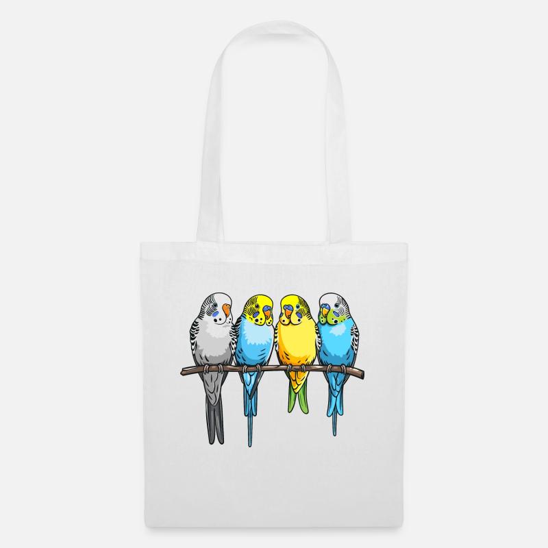 Budgie, budgies on a perch - Tote Bag - white