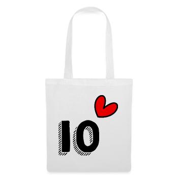 10. 10 ANS. 10e ANNIVERSAIRE. ANNIVERSAIRE 10 ANS. - Sac en tissu - blanc - Devant