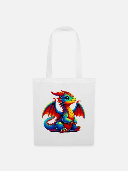 Drache - Stoffbeutel - Weiß