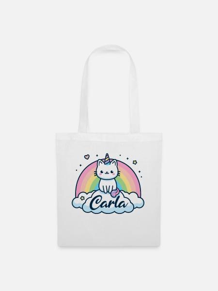 Carla Name Vorname Einhornkatze - Stoffbeutel - Weiß