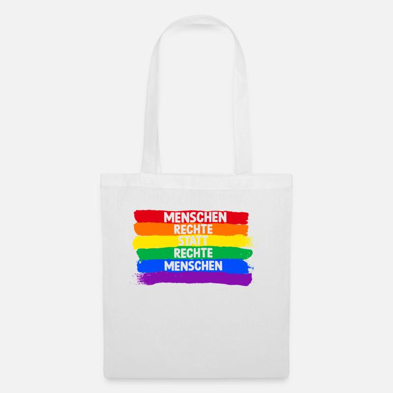 Menschenrechte statt rechte Menschen Regenbogen - Stoffbeutel - Weiß