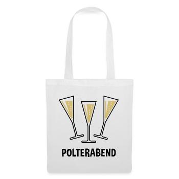 Polterabend (JGA / Sektgläser / Trichter Zu / 2C) - Stoffbeutel - Weiß - Vorne