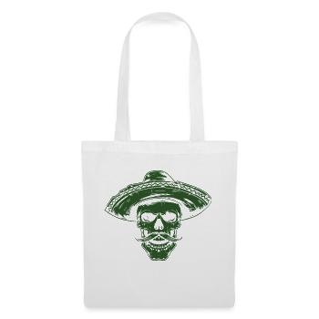 Skelett Totenkopf Sombrero Mexikaner - Stoffbeutel - Weiß - Vorne