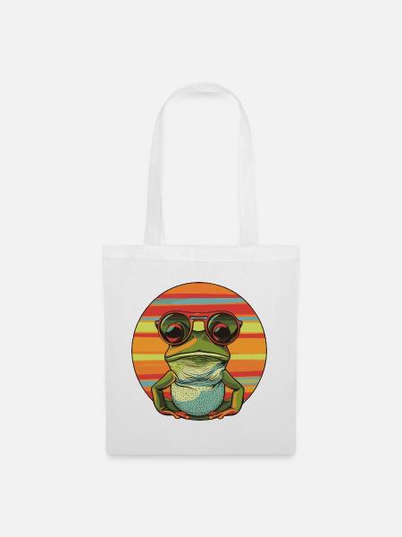 Lässige Frosch-Sonnenbrille Design - Stoffbeutel - Weiß