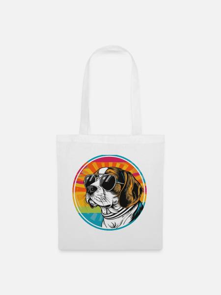 Sommerlicher Hund mit Sonnenbrille - Stoffbeutel - Weiß