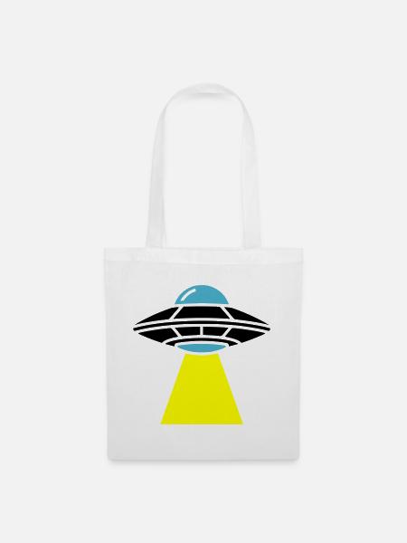 UFO Alien Raumschiff Licht - Stoffbeutel - Weiß