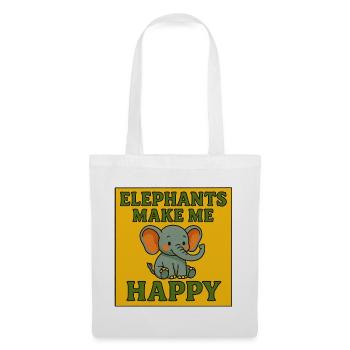 Les éléphants me rendent heureux - Éléphant vintage mignon - Sac en tissu - blanc - Devant