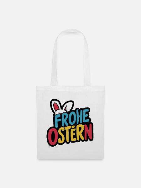 Frohe Ostern Hase - Stoffbeutel - Weiß