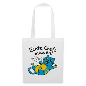 Fröhliche blaue Katze Miauen - Stoffbeutel - Weiß - Vorne