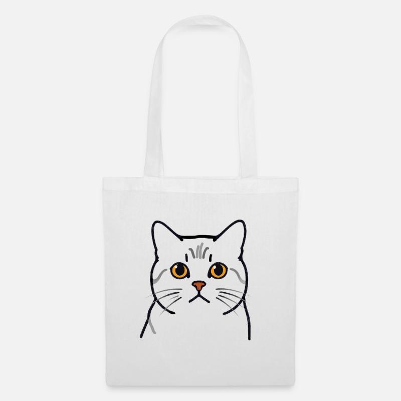 Teodoro le Chat - Tête de Chat - Sac en tissu - blanc