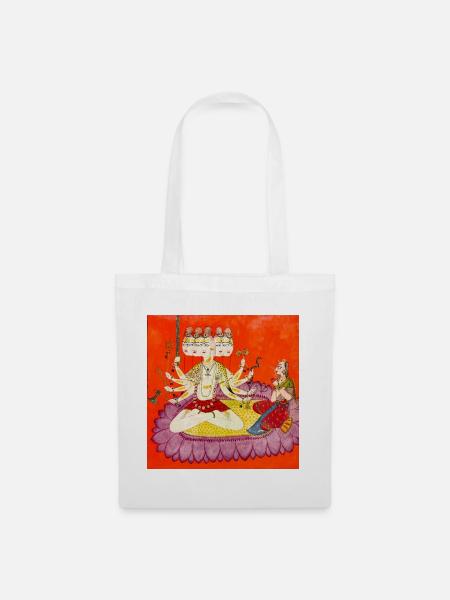 Durga auf der Lotusblume - Stoffbeutel - Weiß