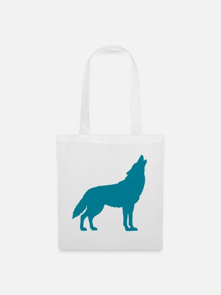 Wolf Silhouette - Stoffbeutel - Weiß
