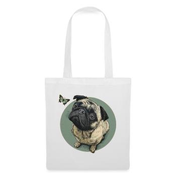 Pug with butterfly - Tote Bag - white - Front