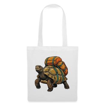 Tortue de randonnée - Aventure en plein air - Sac en tissu - blanc - Devant