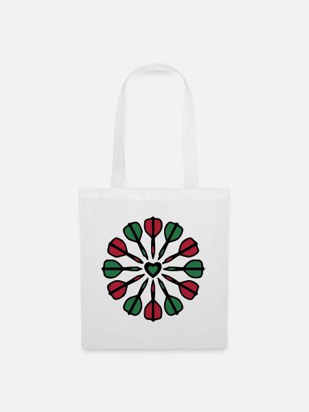 Dartpfeile Mandala Grafik - Stoffbeutel - Weiß