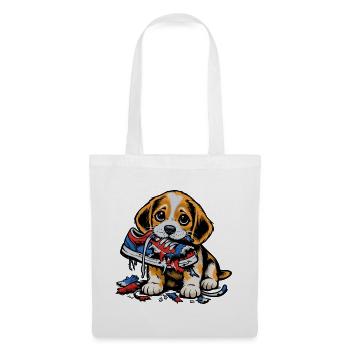 Beagle Zerstört Sneaker - Stoffbeutel - Weiß - Vorne